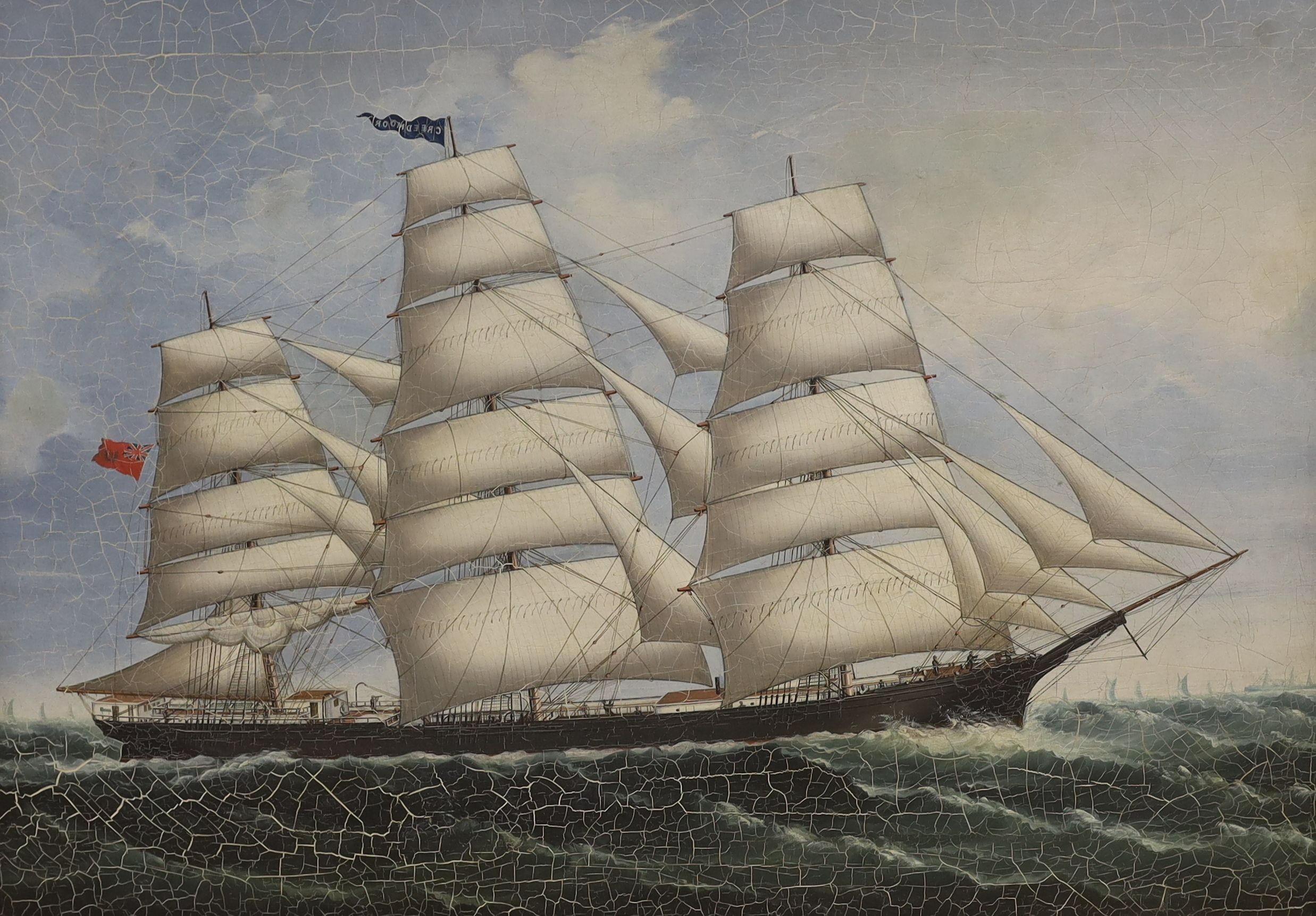 English School, oil on canvas, Portrait of the clipper ship Creadmoor, 67 x 95cm